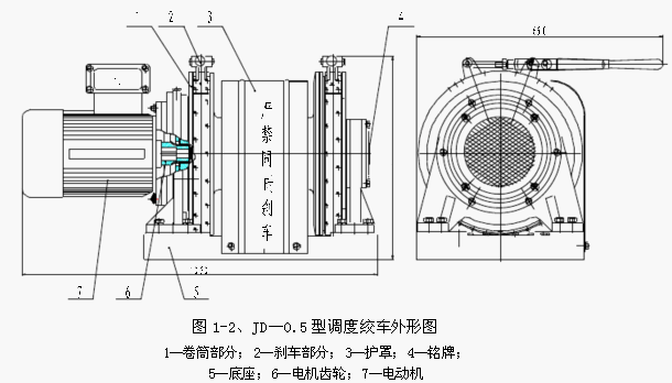 JD — 0.5 型调度绞车外形图 