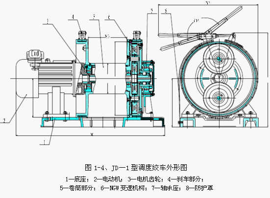 JD — 1 型调度绞车外形图 